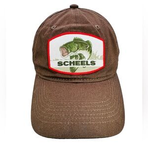 Scheels Hat Cap SnapBack Brown W/Fish Patch Dad Hat Fishing